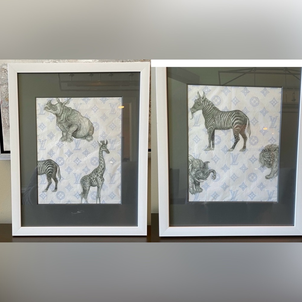 Louis Vuitton “Chapman Brothers” Savane Tissue Paper Framed- set of 2